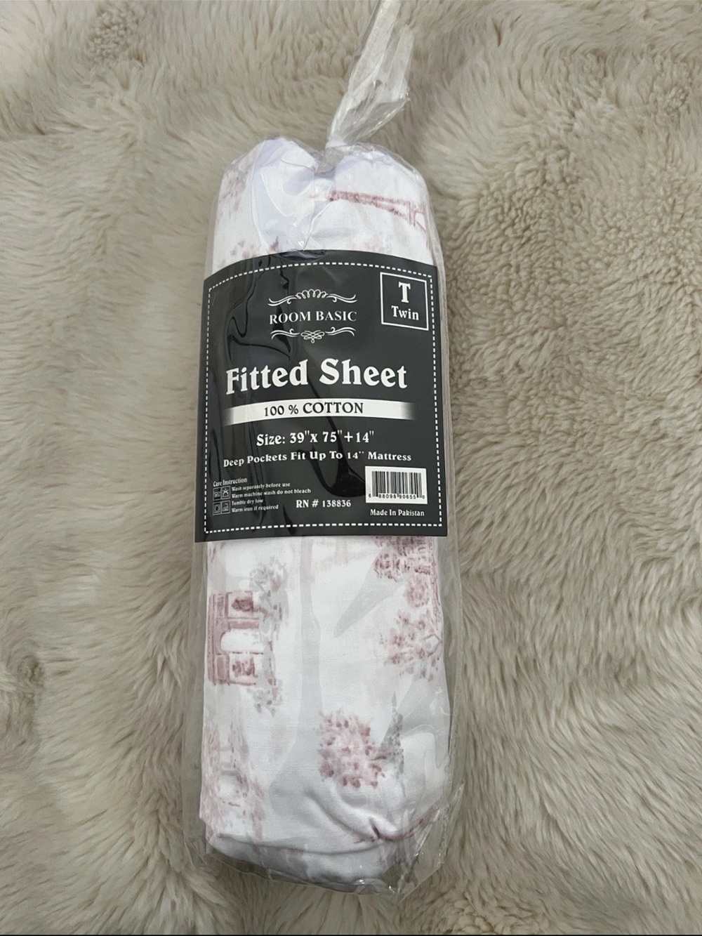 Room Basic Twin Fitted Sheet 100% Cotton- NWT